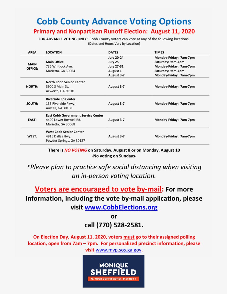 Advance voting dates! #cobbcounty