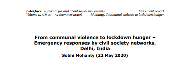 Thank you @Interface_Journ for the space to publish a piece on how activists in Delhi did extraordinary relief work both during Lockdown and the NE Delhi riots that had just happened before it. Thank you for highlighting social movements around the world✊🏽
interfacejournal.net/wp-content/upl…