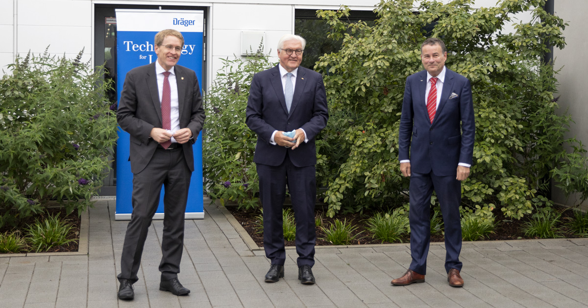 Dräger (@draegernews) on Twitter photo We are very honored: Germany's President Frank-Walter Steinmeier and <a href="/DGuenther_CDUSH/">Daniel Günther</a> (Minister-President Schleswig-Holstein) were with us this morning to see our production in Lübeck, Germany. We are very honored: Germany's President Frank-Walter Steinmeier and <a href="/DGuenther_CDUSH/">Daniel Günther</a> (Minister-President Schleswig-Holstein) were with us this morning to see our production in Lübeck, Germany.
