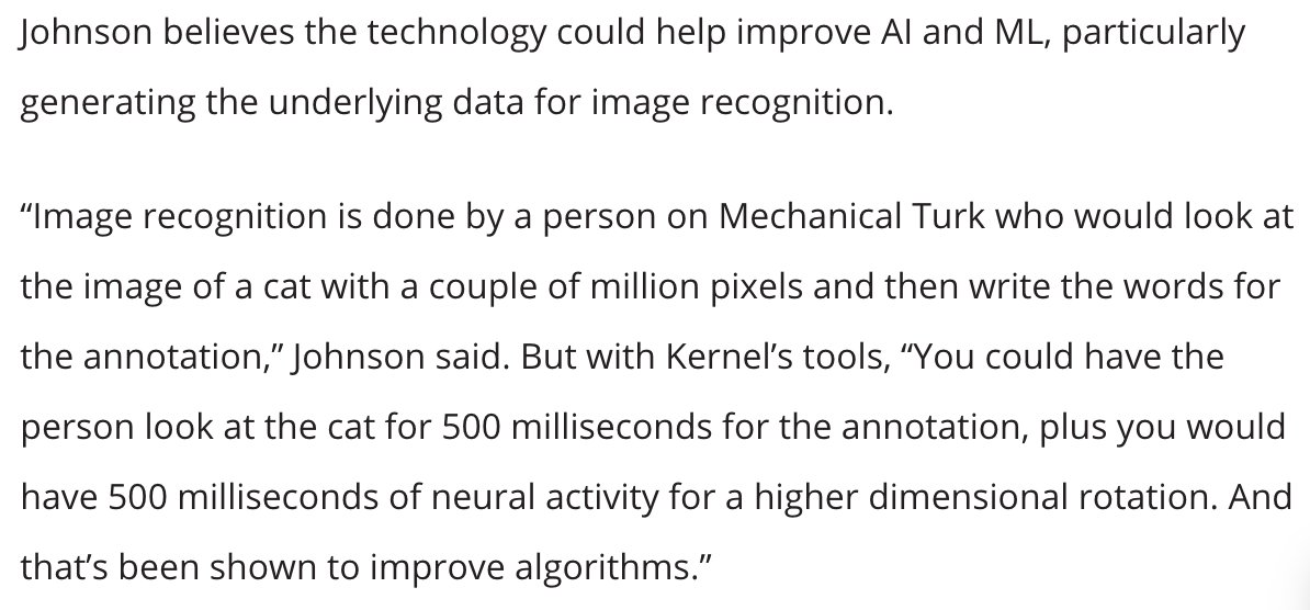 Way to go <a href="/KernelCo/">Kernel</a> ! I hope there will soon be some seriously unexpected applications of improved low-cost noninvasive brain decoding, like the one suggested in this article...