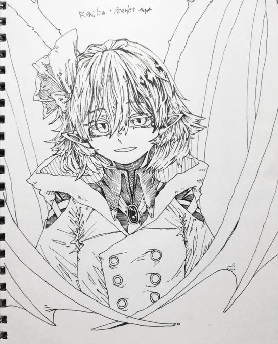 #深夜の真剣お絵描き60分一本勝負 
#7月9日はレミリアの日 
1時間出遅れ   フード付きレミリア 