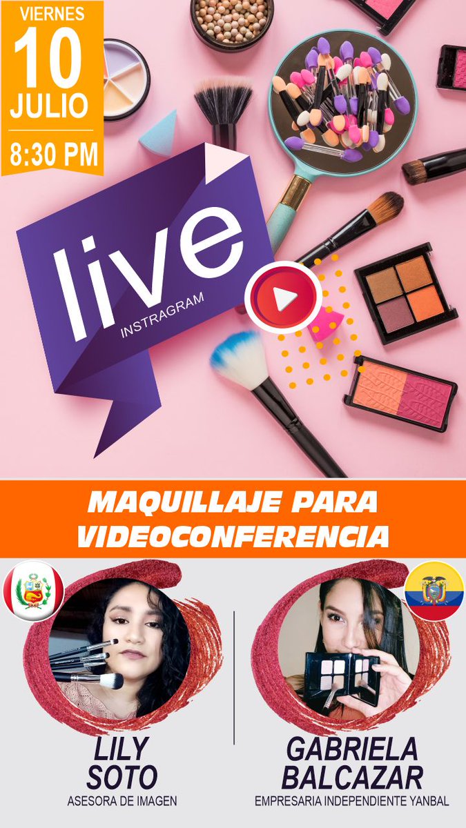 LilySotoBlog's tweet photo. Este viernes a laa 8:30pm IG Live nos acompaña desde Ecuador Gabriela Balcazar, Embajadora Yanbal y empresaria independiente.
Tema es: "Maquillaje para Videoconferencias". Pasa la voz.
#YanbalconLily #MaquillajeYanbal #InstagramLive #YanbalPeru #YanbalEcuador https://t.co/NfNApkZfFk