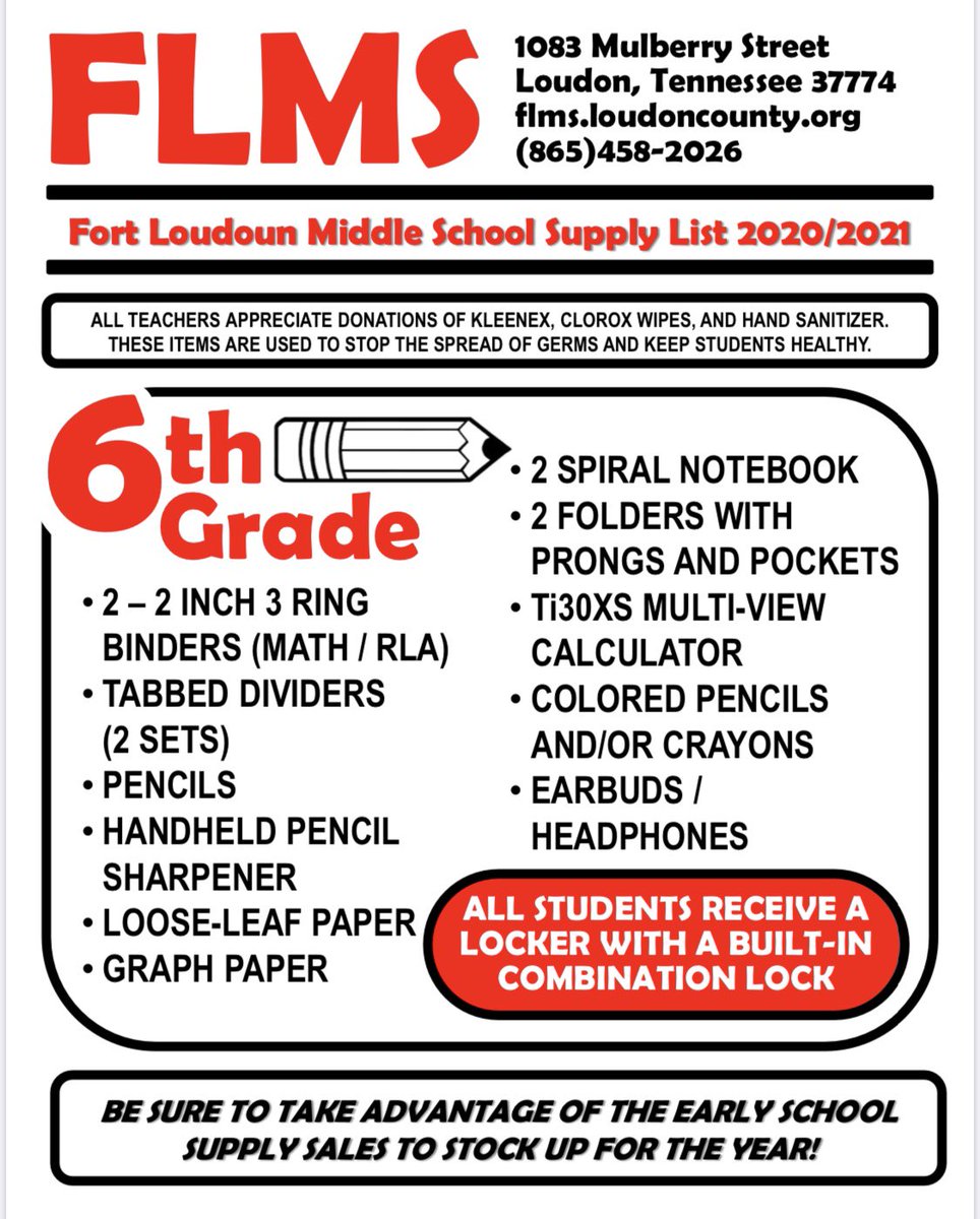 2020-2021 Supply Lists