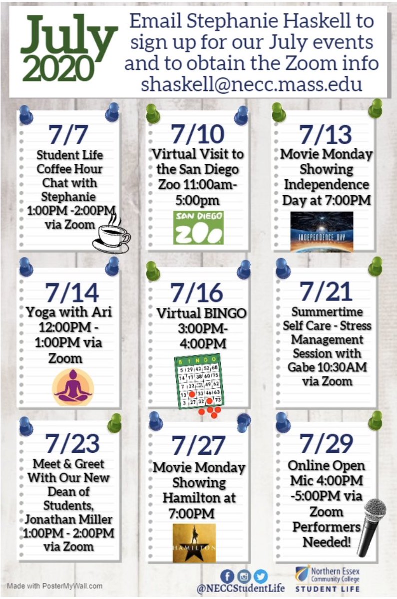 NECCStudentLife's tweet photo. Interested in participating in any of these events? If so just email Stephanie at shaskell@necc.mass.edu and let her know which events you would like to sign up for. https://t.co/2cY3tkoQTV