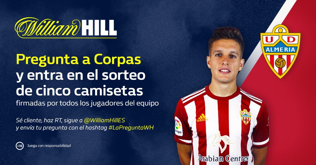 WilliamHillES's tweet photo. 🗣️ Pregunta a Corpas con #LaPreguntaWH y entra en el sorteo de 5 camisetas firmadas por todos los jugadores de la @U_D_Almeria.

✅ Síguenos
🔃 Haz RT
✅ Sé cliente

⭐📹 Tu pregunta podrá ser seleccionada para aparecer en nuestra rueda de prensa.

TyC 👉https://t.co/udrNTerNi2 https://t.co/8ceGBR7geR