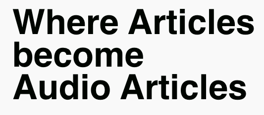 BingeWith's tweet photo. We don't follow rules. We set standards. Get your audio article player. https://t.co/fe8MXpIYBW