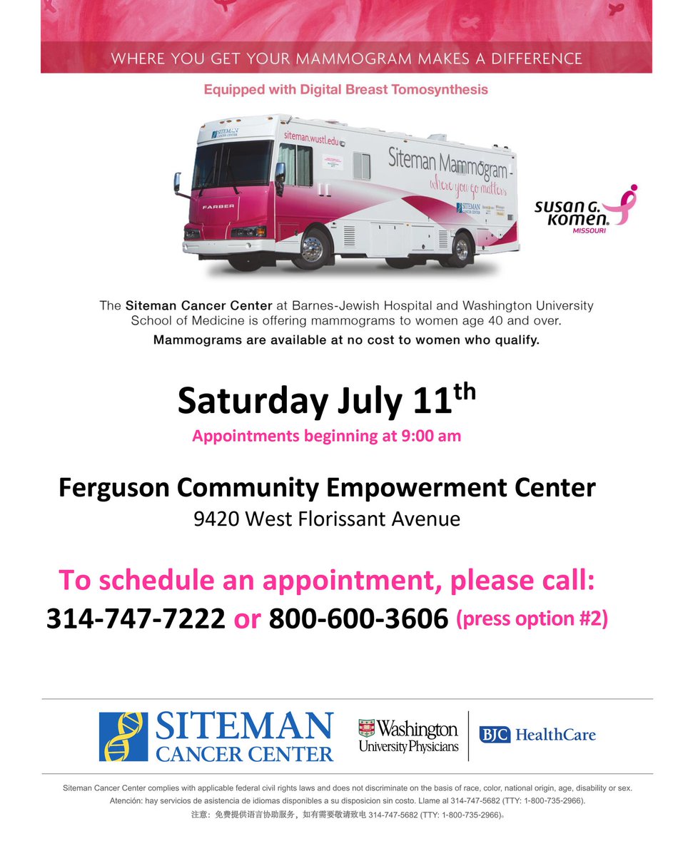 Free mammogram screenings this Saturday for women who qualify! Due to Covid-19 restrictions screenings are by appointment only. Please see information below for more details.