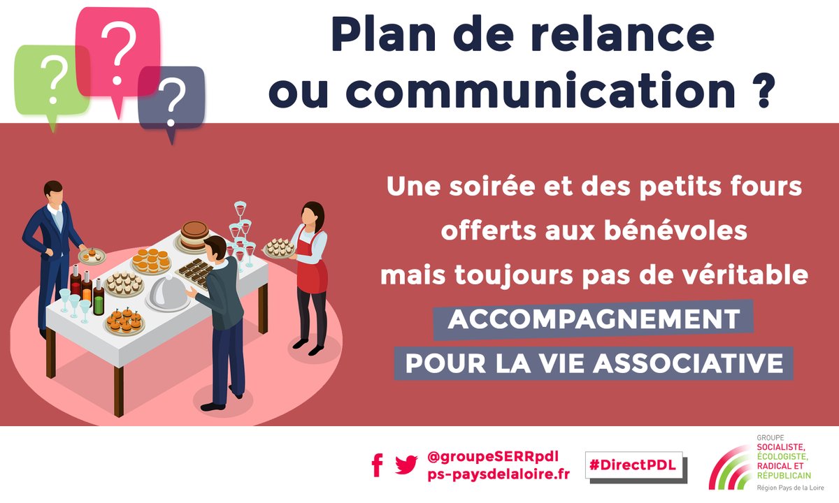 groupeSERRpdl's tweet photo. Parmi les incohérences #planderelance de @C_MORANCAIS il y a la soirée du bénévolat : des petits fours oui, un véritable accompagnement de la vie associative non !
#mesureabsurde #DirectPDL https://t.co/rTh4WKGWqi