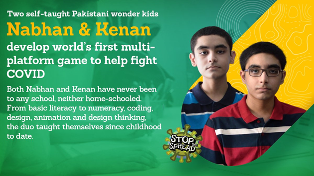 PakinIreland's tweet photo. Two self-taught Pakistani wonder kids, Nabhan and Kenan, develop world’s first multi-platform game to help fight Covid-19 pandemic.

Read More: https://t.co/UvCxsxmrWr https://t.co/wojssMHDBj