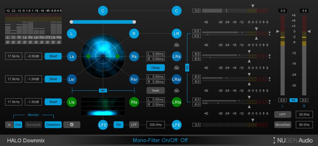 NUGENAudio's tweet image. The latest Halo Downmix update allows you to downmix from 5.1, 7.1 and 7.1.2 to any lower channel count. Find out more: bit.ly/2BX1vMv #proaudio #prosound #postaudio #surroundmixing