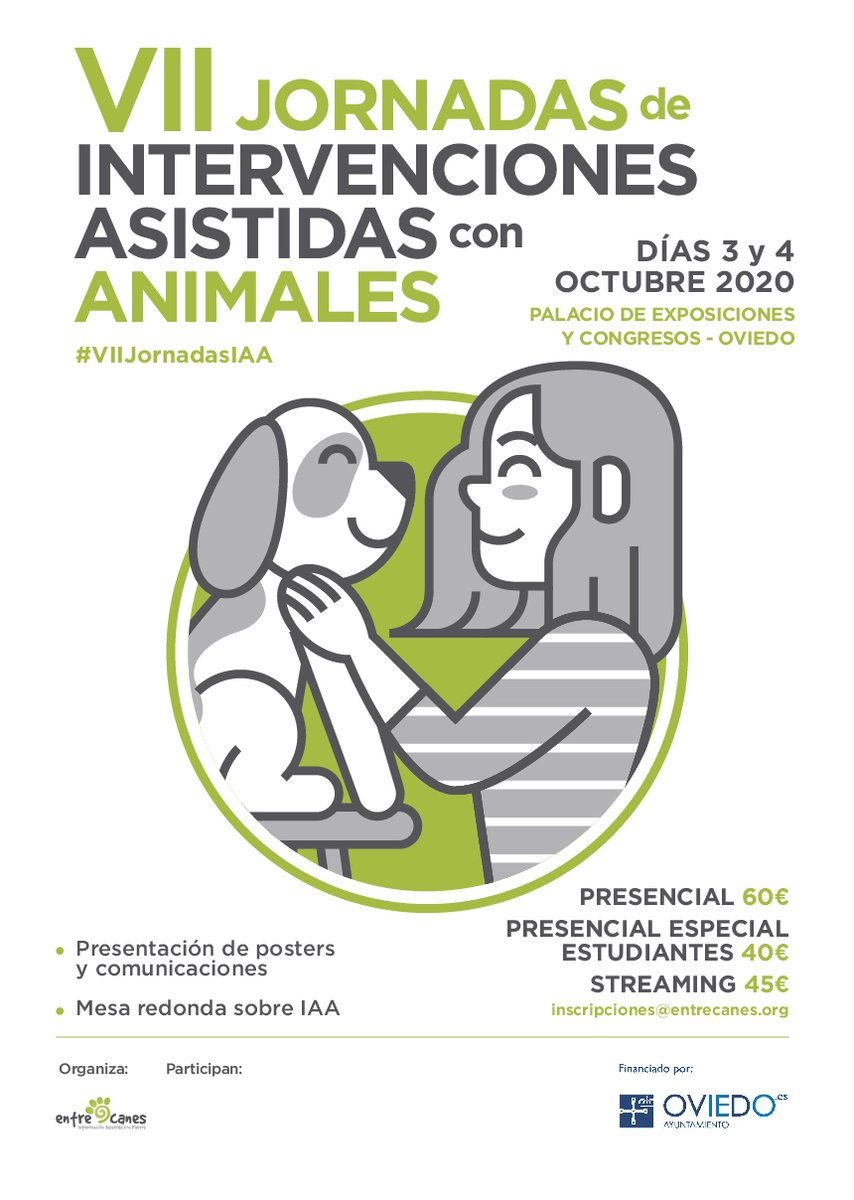 📣 ¡TENDREMOS JORNADAS! 📣
Creemos que este año es más necesario que nunca mantener este evento. 
En función de la evolución epidemiológica podrán celebrarse de forma presencial en Oviedo o en formato virtual. 
Escríbenos a inscripciones@entrecanes.org para reservar tu plaza!
