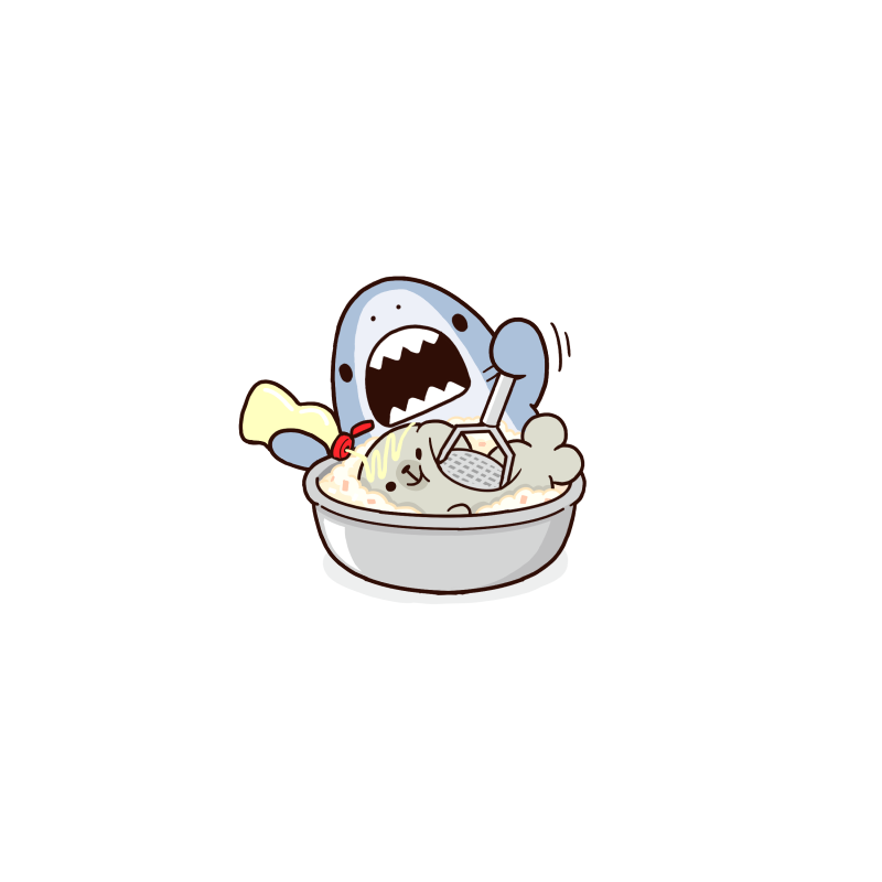 「ポテトサラダを作るサメ #サメーズ 」|アリムラモハのイラスト