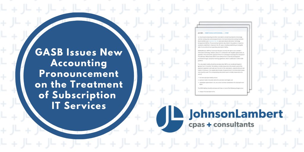 Johnson_Lambert's tweet image. @FAFNorwalk issued new guidance regarding the accounting for Subscription-Based Information Technology Agreements (SBITAs). 

Read more: ow.ly/goIM50Au4Pg #JLInsights #GASB #AccountingUpdate #ITServices
