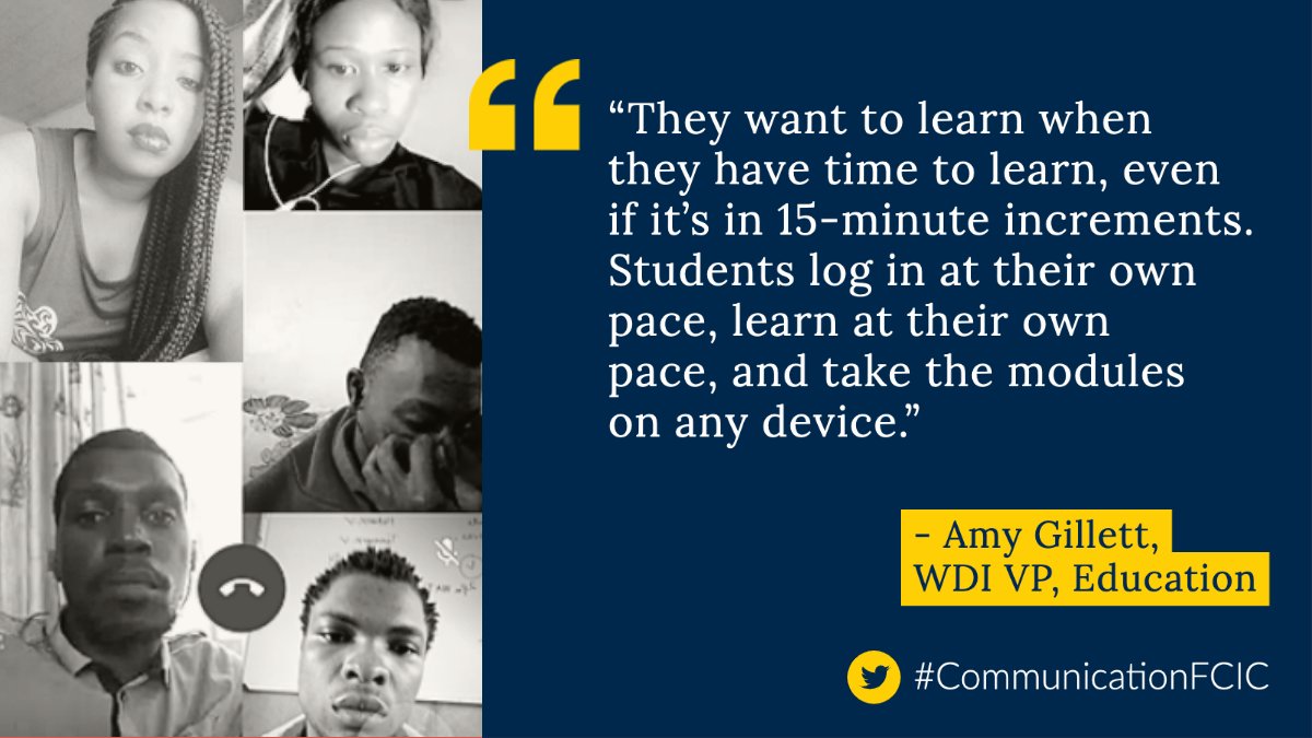 “They want to learn when they have time to learn, even if it’s in 15-minute increments. Students log in at their own pace, learn at their own pace, and take the modules on any device.” - <a href="/AmyonEducation/">Amy G</a>, WDI VP, Education. bit.ly/3gGRthn @fordfund_ #CommunicationFCIC