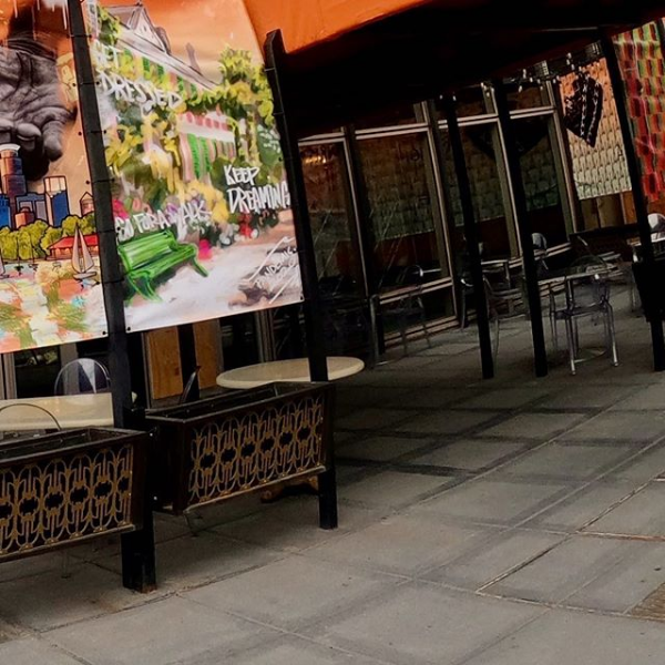 Picturaco's tweet photo. @DavidFhima transformed his patio to create a French Graffiti vibe for his customers at @fhimasmpls. He reached out to two local artists Stephanie Dillon and @InsideTheRobot to create just that. @Picturaco was asked to bring their stunning visuals to life. #custombanners https://t.co/lw63OIFNRq