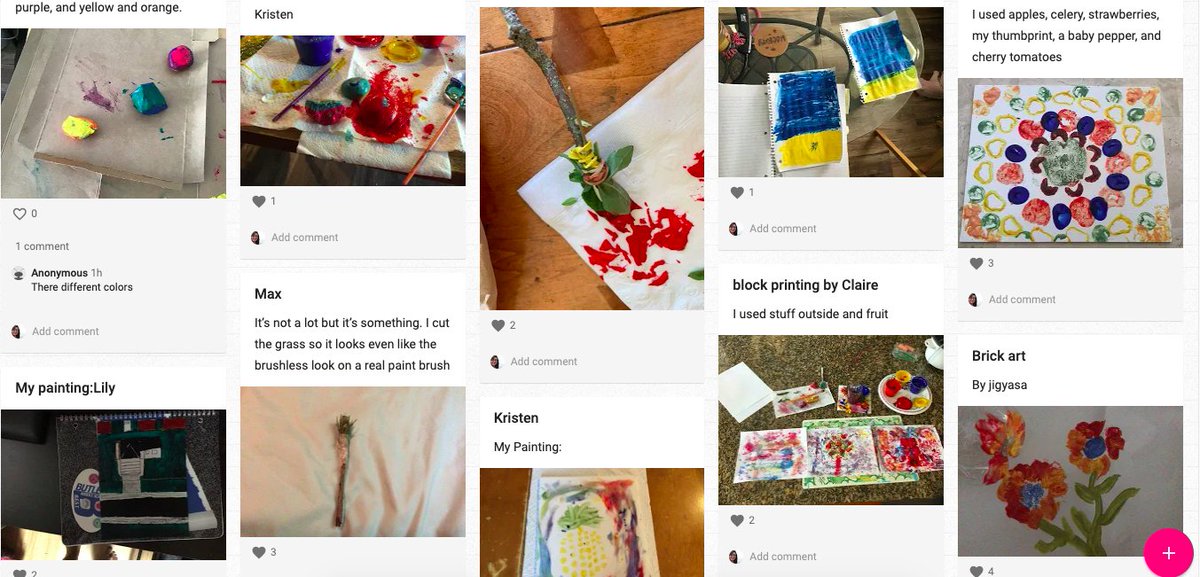 ParksTeaches's tweet photo. Talk about being super impressed with my summer school class. Check out the block printing and homemade paint brush paintings they have been doing! @MrJTaege #sdwsl #exploringmakerspace #getcrafty https://t.co/qnQIrQTQom