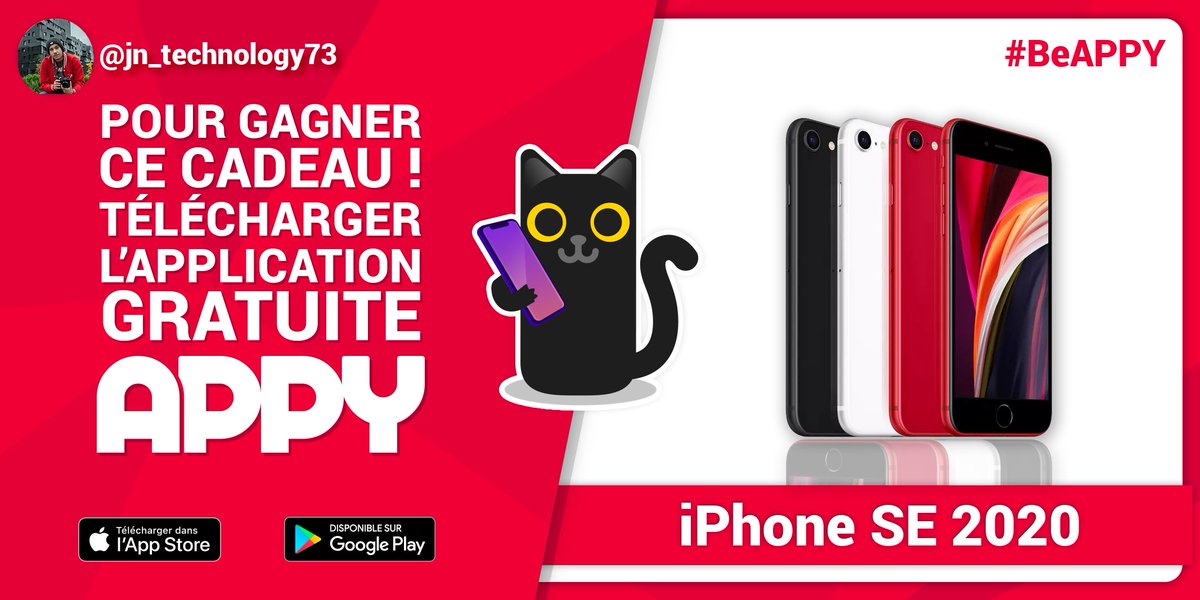 AppyOfficiel's tweet photo. Il est làààààà ! ⠀
l'iPhone SE 2020 est à Gagner grâce au Youtubeur Belge @jn_technology73 🔥

Voici le lien de l'app :⠀
https://t.co/YlDHVMCLZc⠀
⠀
#beappy #appy #concours #apple #giveaway #apple #iphone https://t.co/0sgMrkWWAD