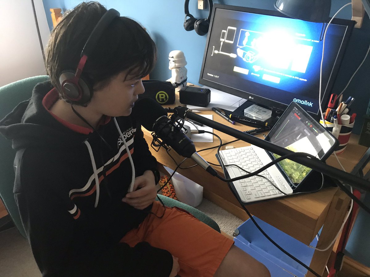 Barbamama68's tweet photo. Still hard at work for the last English lesson of the year- collaborating on a  news podcast (including  home made jingle of course!) @SPFSchools @andykemp https://t.co/5kWpzQmjcw