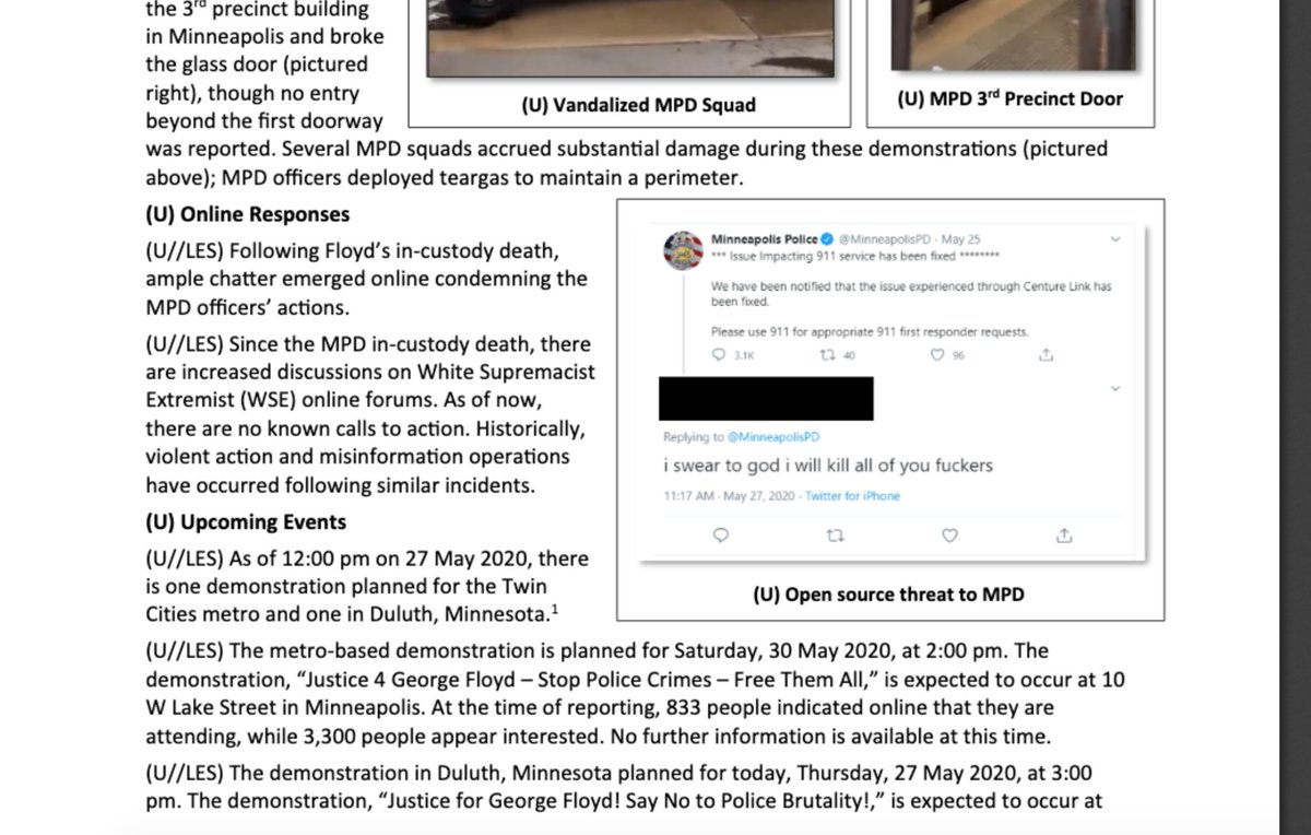 Following the killing of  #GeorgeFloyd, Minnesota police were told to "Reduce social media footprint and use an alias, if possible." Meanwhile, authorities kept a close eye on Twitter.  #BlueLeaks