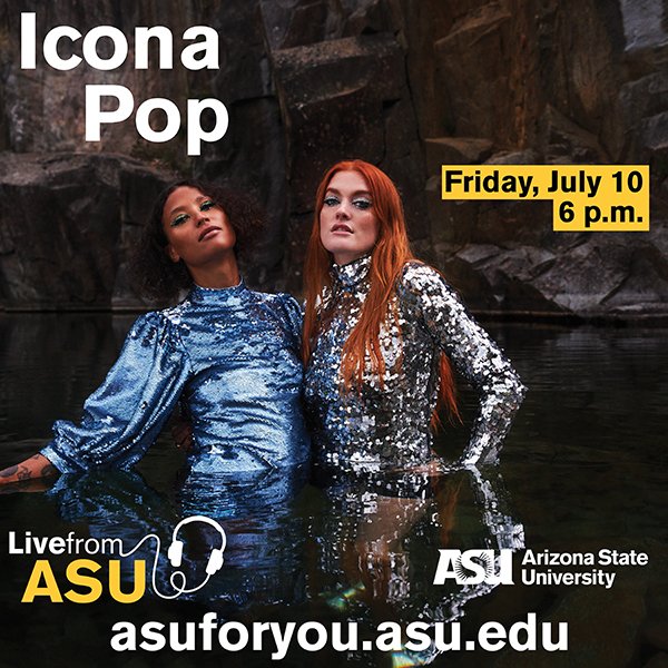 ASU's tweet photo. 🎶🎶 Get ready ready ready for the weekend with @iconapop LIVE from the studio, just for you, Sun Devils! 🎶🎶

Don't miss it on ASU for You: https://t.co/J6CJxdVBK4 https://t.co/z4LLxgXZzE