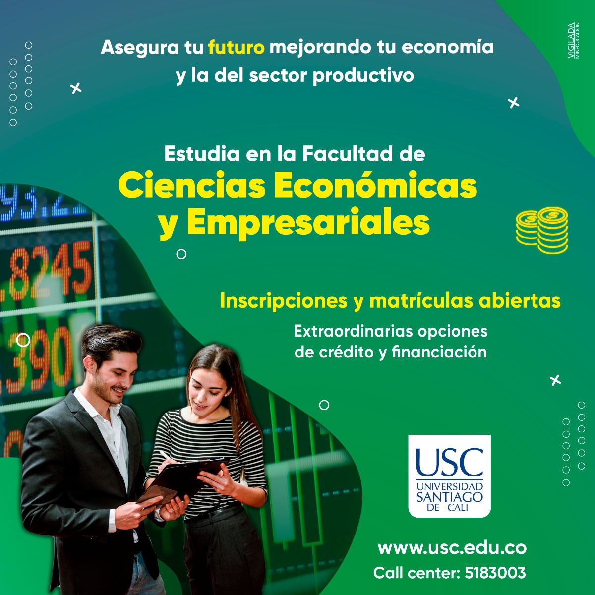 CWMasNoticias's tweet photo. Estudia en la universidad privada más grande del suroccidente colombiano. ¡Matricúlate en la Santiago! Tendrás excelencia académica y la matrícula más económica. #SúperUSC #CaliCo #USCcali https://t.co/CsbZiy8FPW https://t.co/EG1LwZPchk
