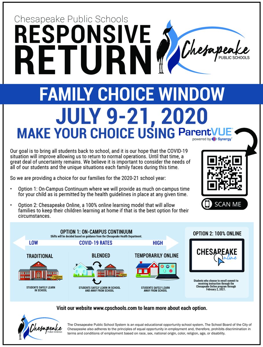 cpschoolsva's tweet photo. Our website has important information on our Responsive Return-to-School Plan and the choices available to our families. Join us for one of four Virtual Family Forums available to get answers to additional questions. Please visit our website for details: https://t.co/18f0nRHh5m https://t.co/oKzZ7Rrzfs