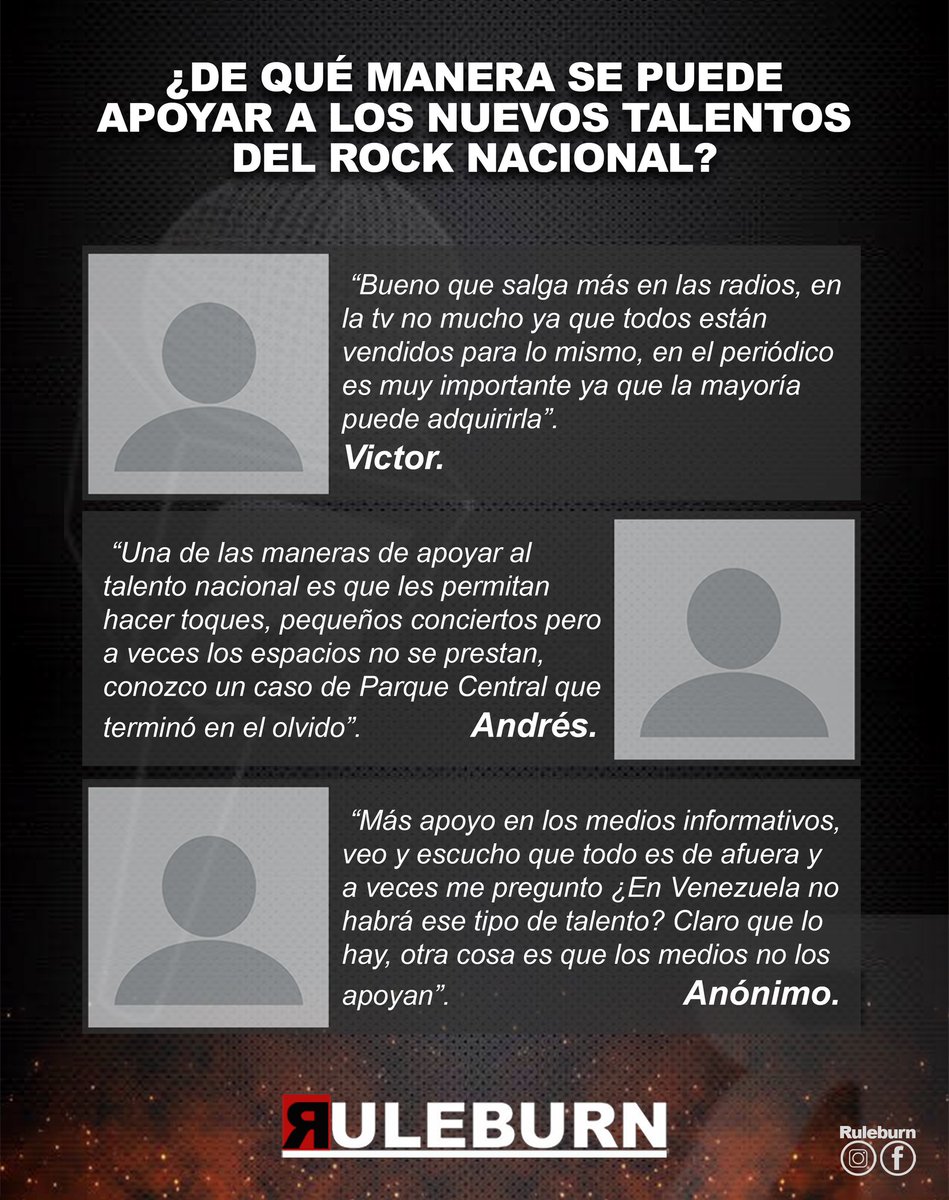 EXPRESATE .

Es un espacio donde fanáticos del rock tienen la libertad de dar su opinión en cuanto a un tema en específico se refiere.

Muchas gracias a los entrevistados por dar su opinión al respecto.

#rock #ruleburn #Venezuela