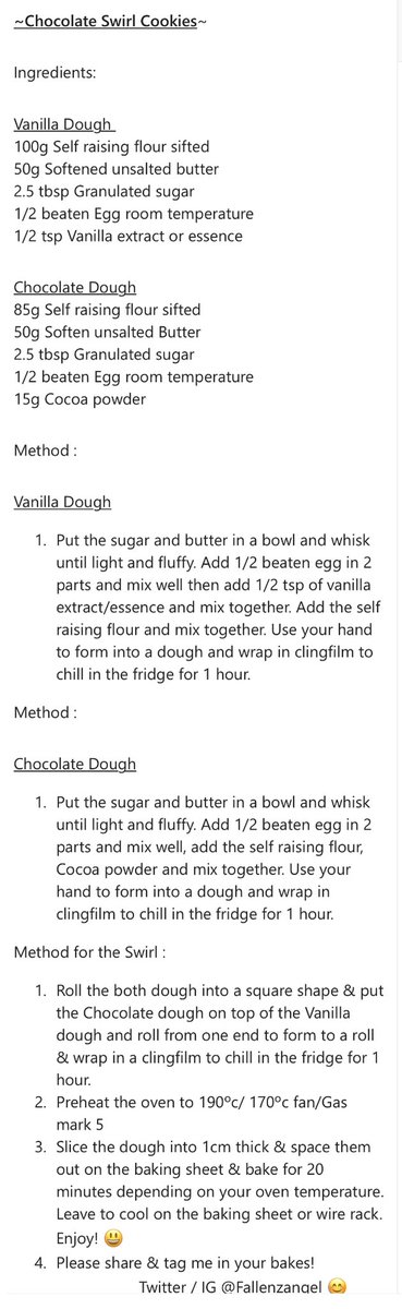 FallenzAngel's tweet photo. ~Chocolate Swirl Cookies~ Thankies to everyone’s lovely comments about these Swirl cookies 😊💕here’s my recipe and photos to show you how to make the swirls! I would love to see your #ChocolateSwirlCookies ❤️please tag me if you do😃#SwirlCookies #TheGirlWithTheSwirl https://t.co/R5mekFsDlI