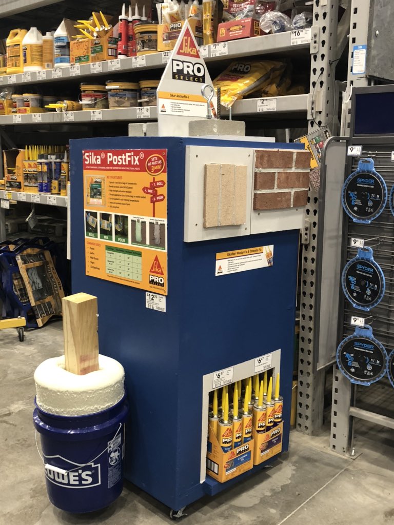 RWhiteCarolinas's tweet photo. Thank you @Lowes 661 in Charleston. SC for displaying the @Sika @Sika_USA Educational Cart. #sika #fencepostmix #concreterepair #concrete #sikaretail https://t.co/qTd87Hjfyy