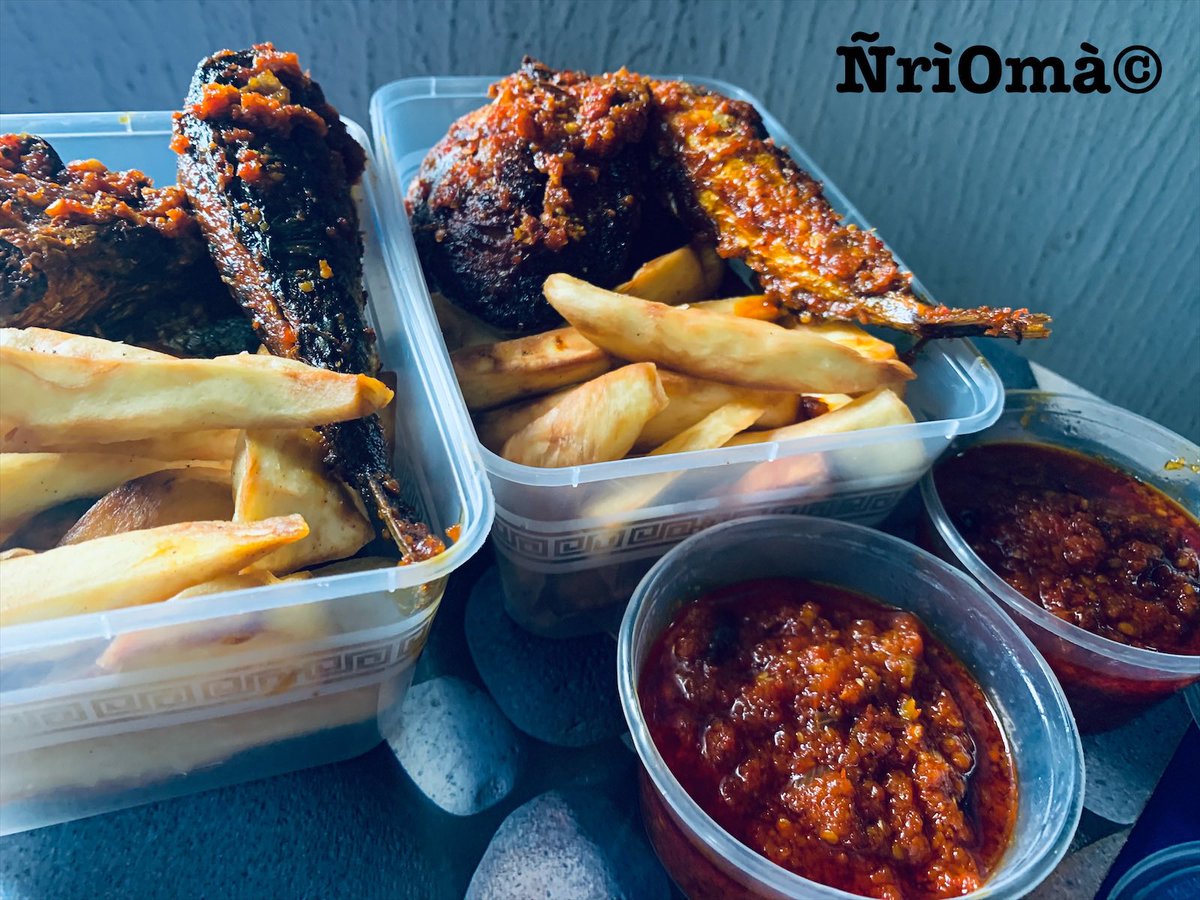 Sweet potatoe fries and Peppered fish would be available on Saturday .Please send in your orders. A pack with Peppered fish -1500A pack with Peppeed Chicken-2000(Yam fries are also available) #NriomaMoments  #AbujaTwitterCommunity