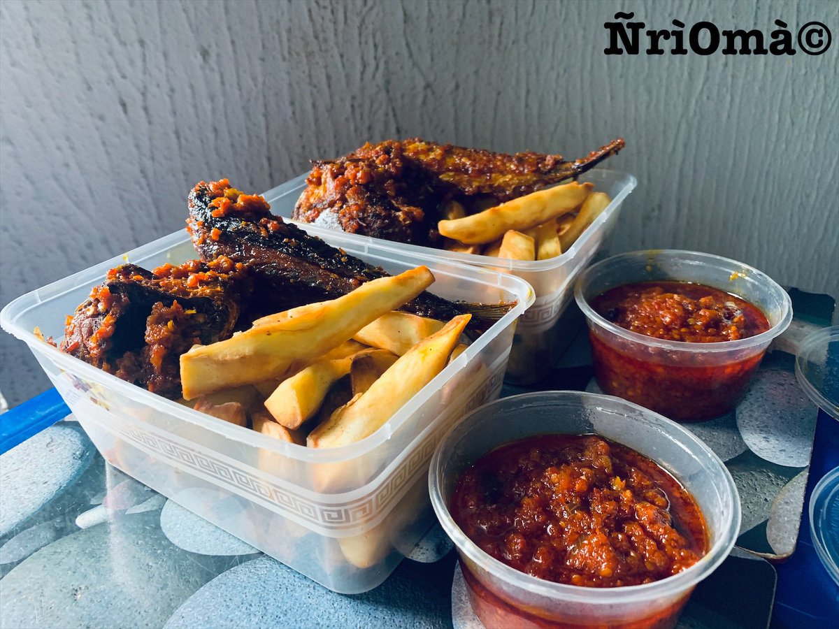 Sweet potatoe fries and Peppered fish would be available on Saturday .Please send in your orders. A pack with Peppered fish -1500A pack with Peppeed Chicken-2000(Yam fries are also available) #NriomaMoments  #AbujaTwitterCommunity