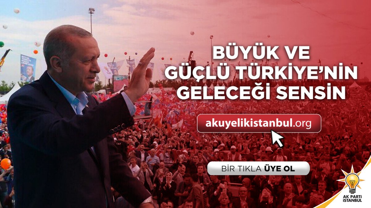 Büyük ve Güçlü Türkiye'nin geleceğinde senin de imzan olsun.

➡️ akuyelikistanbul.org'a tıklayarak AK Parti'mize üye olabilirsiniz.

Çünkü biz #SizinleDahaGüçlüyüz