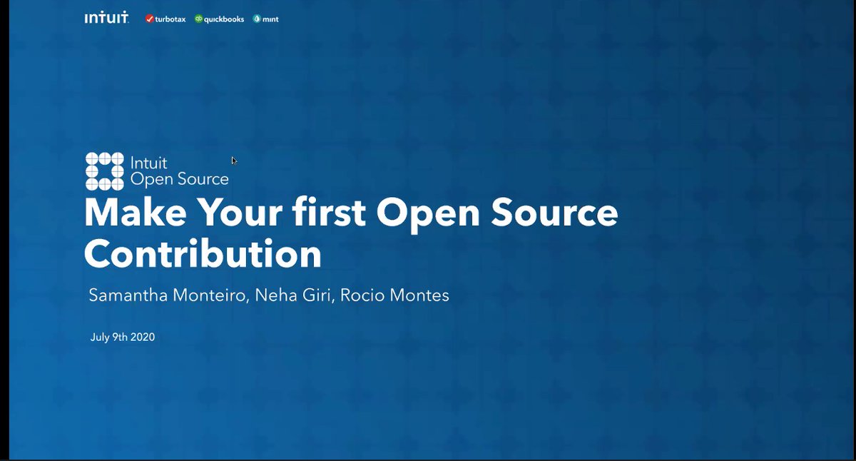 SocialAC's tweet photo. Today, @Intuit #SoftwareEngineer @samanthakem_ @montes_roxio &amp; architect Neha Giri lead "Make Your First #OpenSource Contribution" workshop today - so cool  #Intuitopensource #IntuitTech #softwaredevelopment https://t.co/gepmOt8I7h