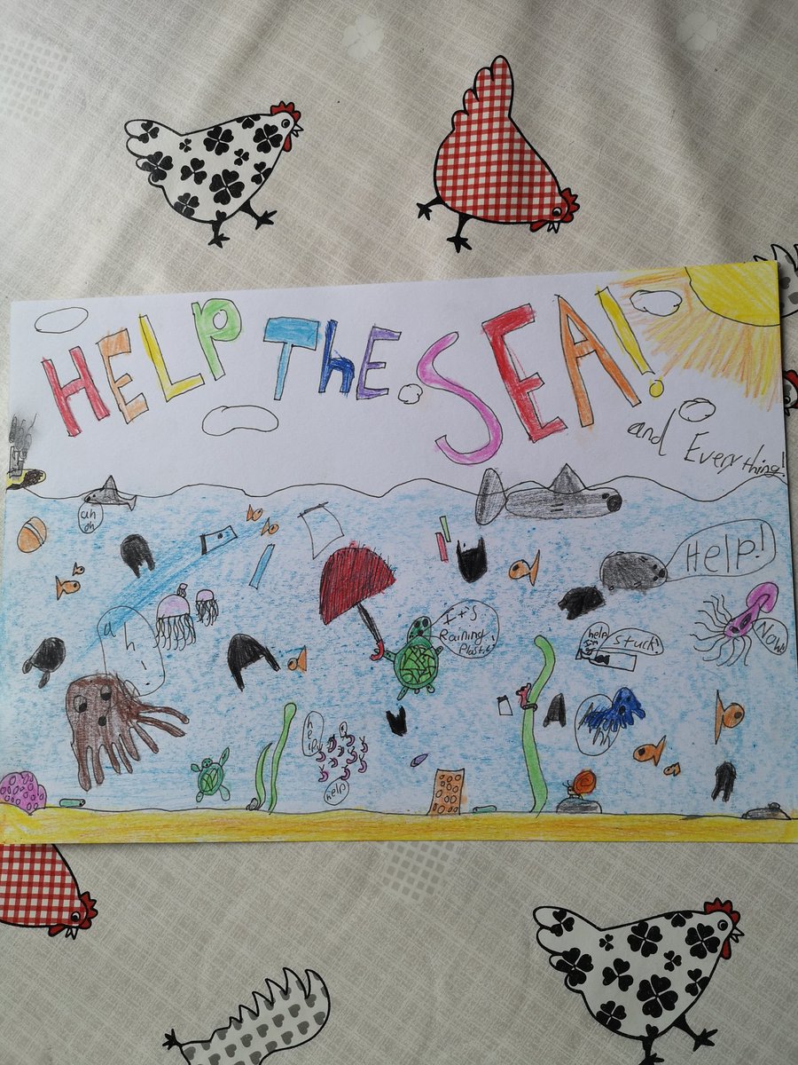 philhappycat's tweet photo. @LibpMrsBrayley We just watched a documentary called "Ocean Autopsy: The Secret Story of our Seas. It's all about micro plastic pollution and chemical pollution in the North Sea. Emma-Lyn then designed this super colourful poster to highlight the problem. https://t.co/lsTC6xAIYk