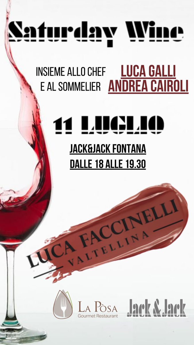 LucaFaccinelli's tweet photo. Sabato sera saremo al #saturdaywine #livigno @jackjacklivigno @livinglivigno @andreacairoli @maurilio_jack 🍷 https://t.co/PGIMSfh3gz