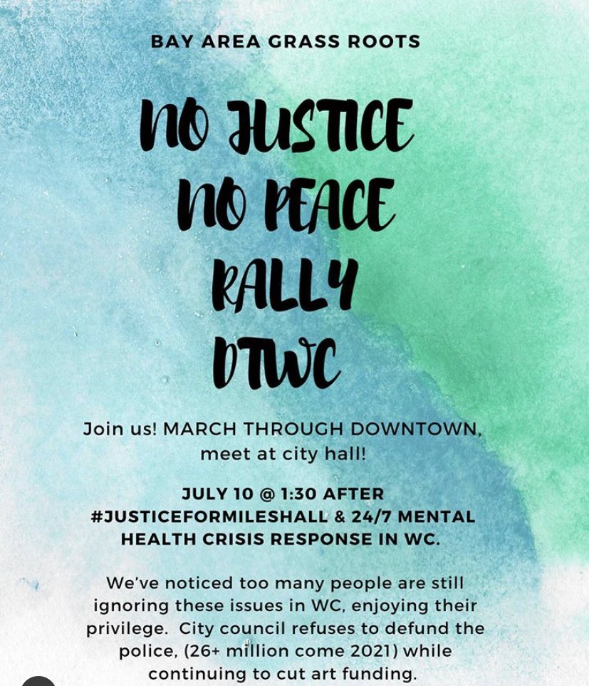 JusticeForMiles's tweet photo. JULY 10th #JUSTICEFORMILESHALL and 24/7 #mentalhealthcrisis response in WALNUT CREEK!! https://t.co/wSnVcQ3vzy