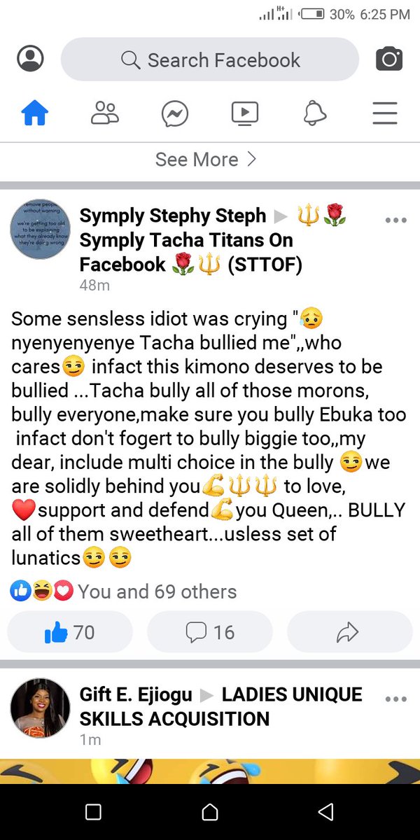 #IgweTacha 
#TachaIsNeverWrong
#TachaIsAlwaysRight 
 If it is paining you that Titans stan and Restan No matter what, please go and hug Transformer oooo... Bully Ni Bully Ko... When they see Bully they will not talk ..💖💖❣️❣️🔱😍🔱🔱 Facebook Titans No dey carry last 🤣🤣🤣