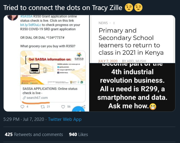 A person by the name "Abel Mushi" - a pseudonym used on search67 - was wrongly accused of running the account by Twitter "investigators". Criminal cases was opened against the individual, and his personal details published despite no evidence linking him to account or site.