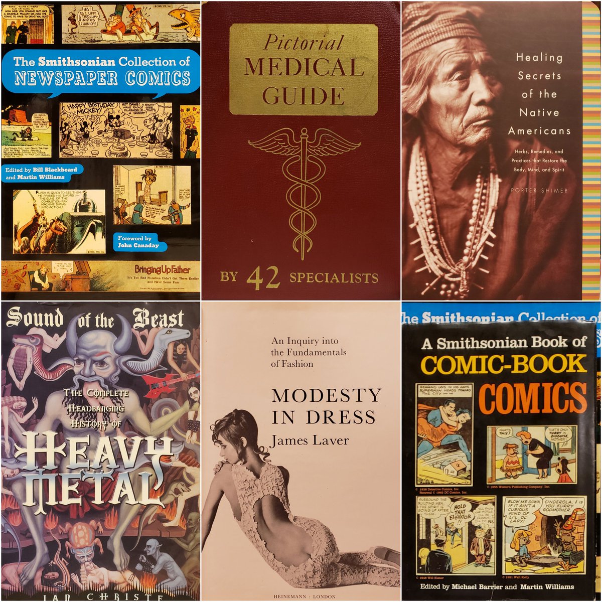 BonnettsBooks's tweet photo. Currently at #BonnettsBooks!
• #Smithsonian books of #Comics - get the set!
• Pictorial #MedicalGuide (for #women) from 1954.
• #HealingSecrets of the #NativeAmericans.
• Sound of #theBeast (History of #HeavyMetal).
• #Modesty in #Dress (Fundamentals of #Fashion) https://t.co/900EDrFR1T