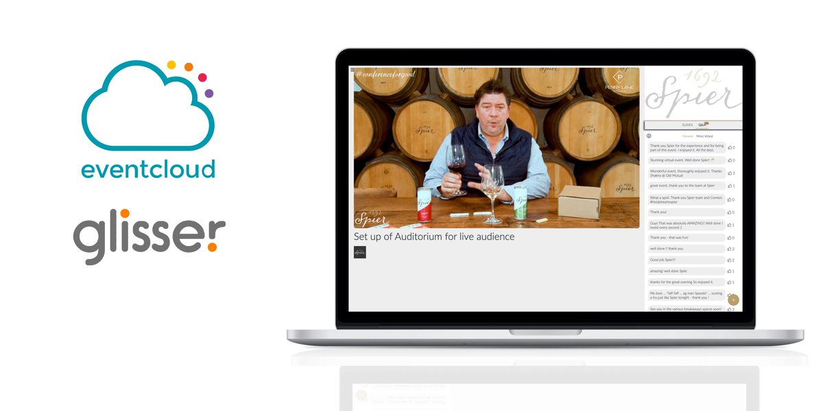 eventcloud (@geteventcloud) on Twitter photo Wine tasting? ✅
Music? ✅
Comedy? ✅
Yebo!  
On a cold, rainy night, <a href="/Glisser/">Glisser</a>, <a href="/geteventcloud/">eventcloud</a> & <a href="/SpierWineFarm/">Spier Wine Farm</a> showed that you can laugh, engage & succeed with virtual events in #SouthAfrica! #conferenceforgood (and for #eventprofs). Message to learn more! Wine tasting? ✅
Music? ✅
Comedy? ✅
Yebo!  
On a cold, rainy night, <a href="/Glisser/">Glisser</a>, <a href="/geteventcloud/">eventcloud</a> & <a href="/SpierWineFarm/">Spier Wine Farm</a> showed that you can laugh, engage & succeed with virtual events in #SouthAfrica! #conferenceforgood (and for #eventprofs). Message to learn more!