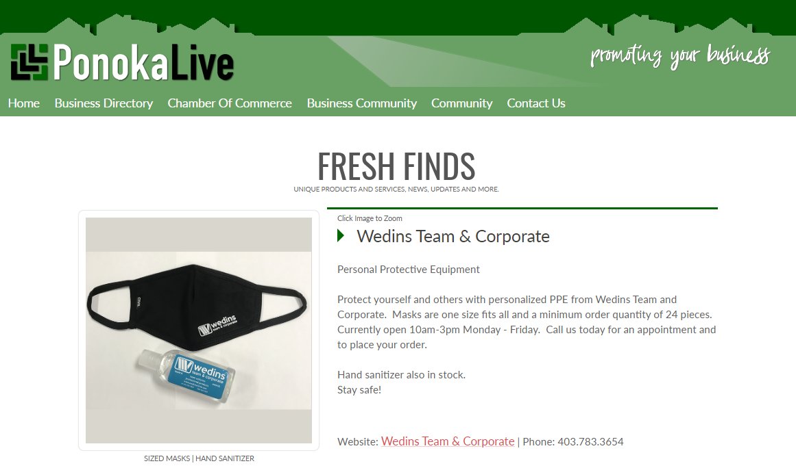 Fresh Finds Wedins Team &amp; Corporate <a href="/MurrayWedin/">J Murray</a>  #ponoka business directory - ponokalive.ca