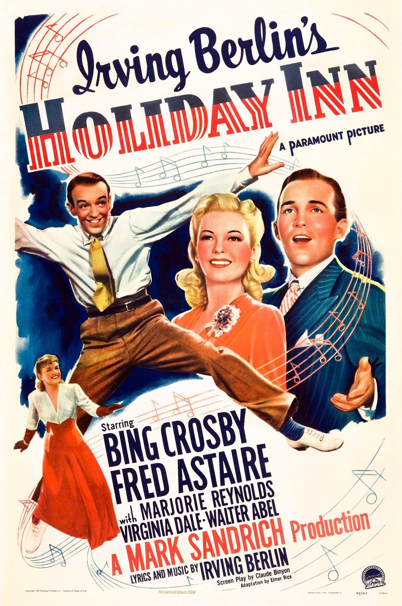 [21] “Holiday Inn” (1942)This is one of the most famous of Fred Astaire’s films, thanks to Bing Crosby introducing “White Christmas”. Fred’s drunk dance with Marjorie Reynolds is the highlight for me. Beware the horrible blackface routine by Crosby and Reynolds.