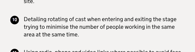 This one makes more sense but is still quite fun: don't have too many people entering or exiting at the same time.'EXEUNT' IS BANNED EVERYBODY, NOBODY EXEUNT.