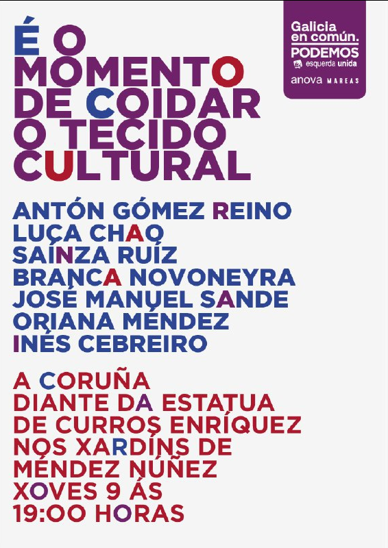 🌊 Ao pé da estatua de Curros en Méndez Núñez, #ÉoMomento de defender ao sector cultural. Comezamos escoitando “Il Cuarto Stato” de Ennio Morricone, da banda sonora de 'Novecento'. Un filme que nos lembra como se combate o fascismo. 

Que amosa a forza da cultura.