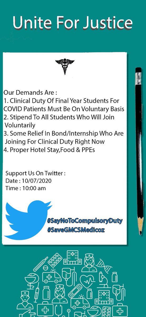DrMeet_Ghonia's tweet photo. Support Them!
10th July at 10 AM

#SayNoToCompulsoryDuty
#SaveGMCSMedicoz
#SayNoToCompulsoryDuty
#SaveGMCSMedicoz
#SayNoToCompulsoryDuty
#SaveGMCSMedicoz 
#SayNoToCompulsoryDuty
#SaveGMCSMedicoz 
#SayNoToCompulsoryDuty 
#SaveGMCSMedicoz
#SayNoToCompulsoryDuty
#SaveGMCSMedicoz https://t.co/Dq1LafJ1PY