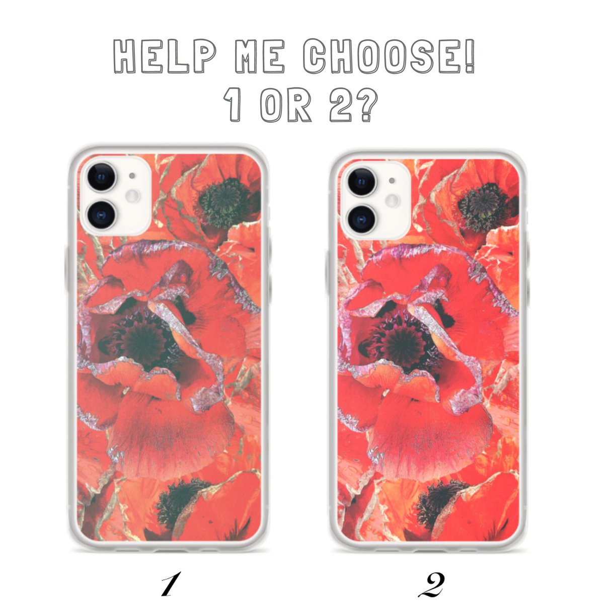 Hey everyone! 

Please help me choose which design to go forward with in my store, sundaystarlet.com!

Just type 1 or 2 in the comments for me please, I’d appreciate your input. Thanks very much in advance!😊Xx

#sundaystarlet #giftsforher #iphonecase #poppies #mompreneur