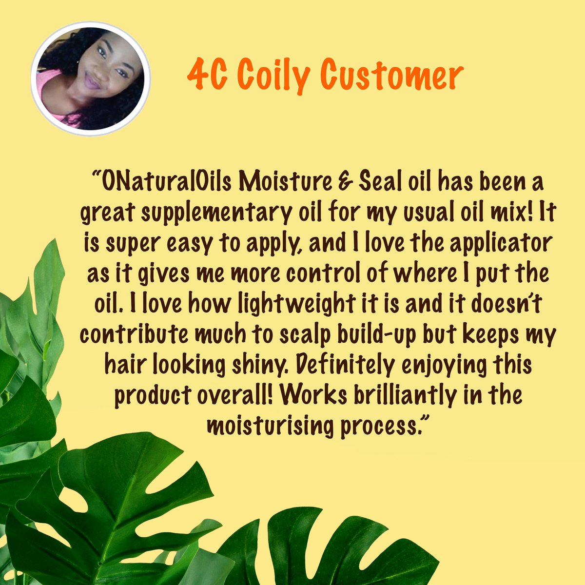 onaturaloils's tweet photo. Moisture & Seal product review! ⭐️
The positive reviews keep coming, try our secret to moisturised and shiny hair.
Thank you @KayQ_xo ❤️
#onaturaloils #blackbusinessowner #hairoils #moisturisingoils #sealingoils #hairgoals #hairproducts #oilreview #oilhaircare #coilyhair https://t.co/76myg7FaMa