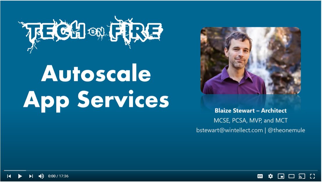 Helneo's tweet image. Dynamically scaling an app in the cloud is one of the value propositions of using the cloud. Azure makes this easy with Azure App Services &amp;amp; Autoscaling. Blaize (@theonemule) will show you how in this video. okt.to/192ZLo
#AzureAppServices #Azure #TechOnFire #MVPBuzz