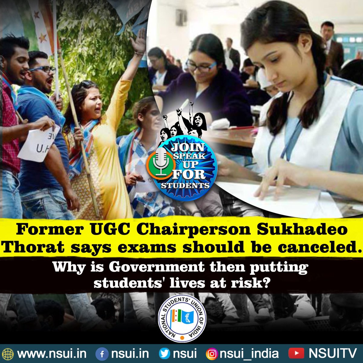 utkarsh59388673's tweet photo. The need of the hour is to promote all the students and cancel their examinations. Join the massive campaign against irresponsible govt. tomorrow, 10am to make your voices heard.
#SpeakUpForStudents
#cancelallexams https://t.co/GB7xFz7uI2