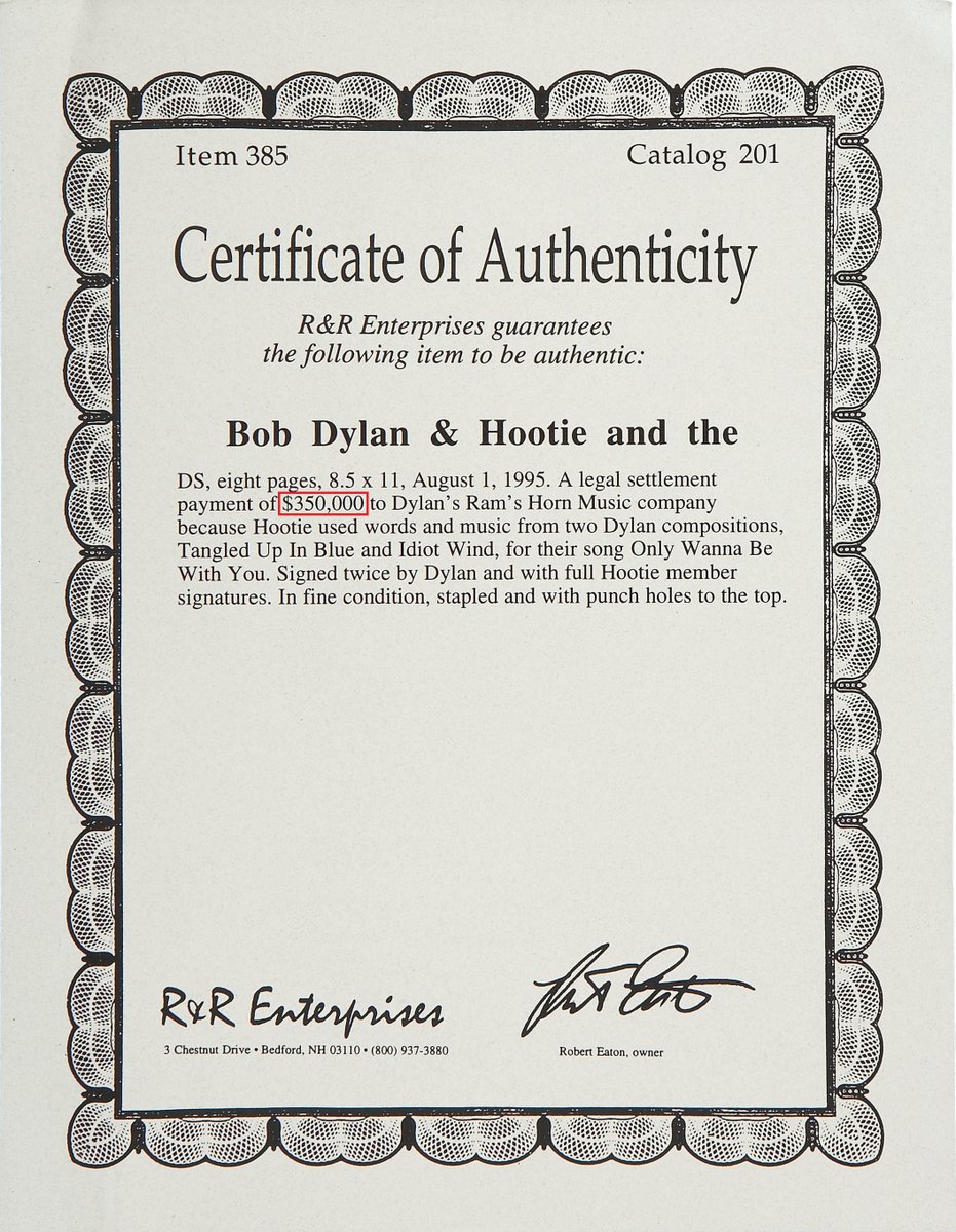 "[Bob Dylan] alleges that Hootie used ... certain music ... without [his] consent."I love Dylan as much as anybody ever, but for Pete's sake the man has $350K just in Hootie & The Blowfish money. He can afford to give Billy Emerson a proper credit.  #JusticeForBillyTheKid (1/10)  https://twitter.com/phoebe_bridgers/status/1278502782719287296